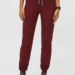 Women's figs high waisted zamora burgundy jogger scrubs